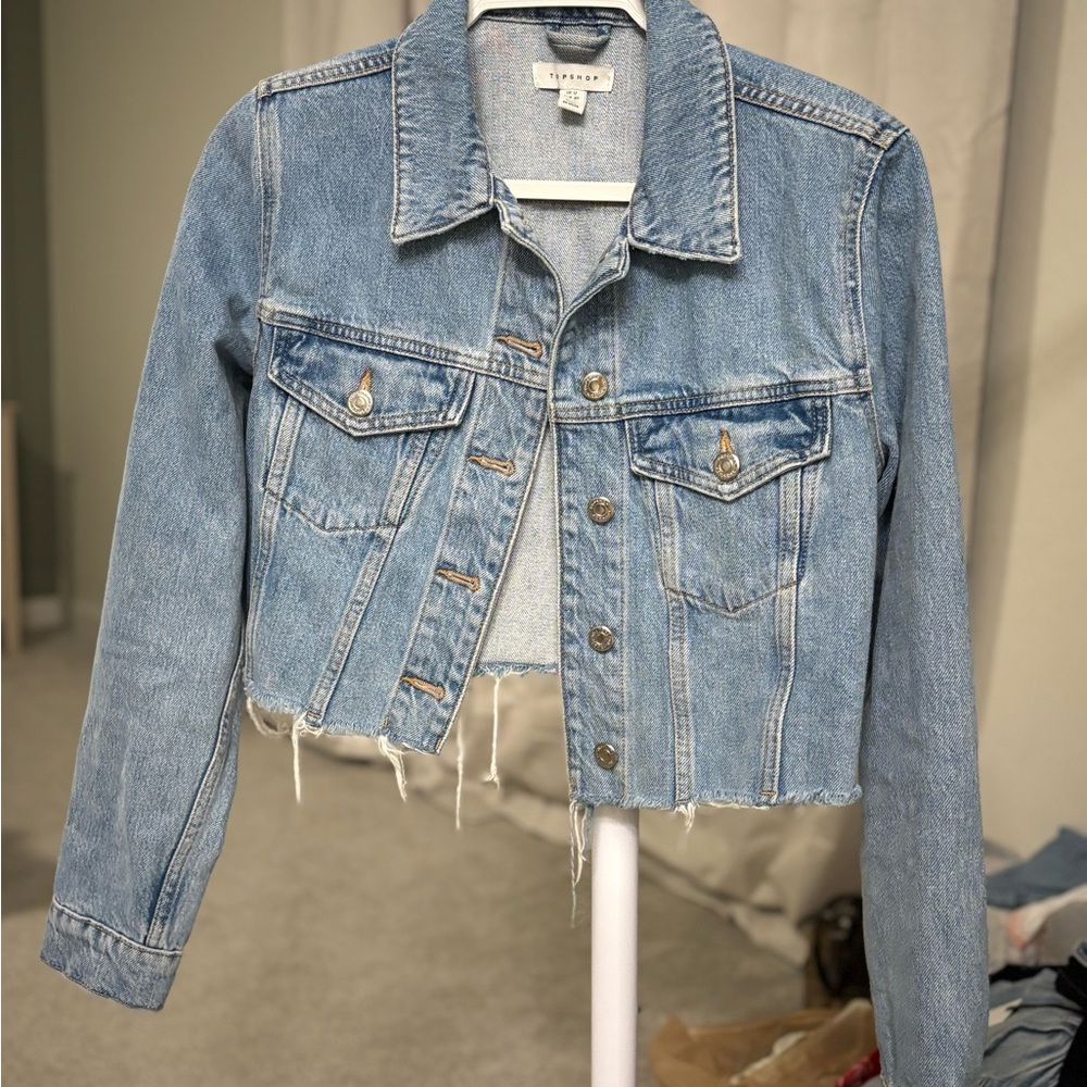 Topshop Light Blue Crop Denim Jacket